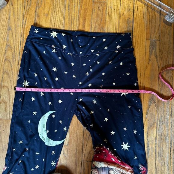 Celestial Black Flare Pants with Mushroom and Floral Art - Picture 9 of 10